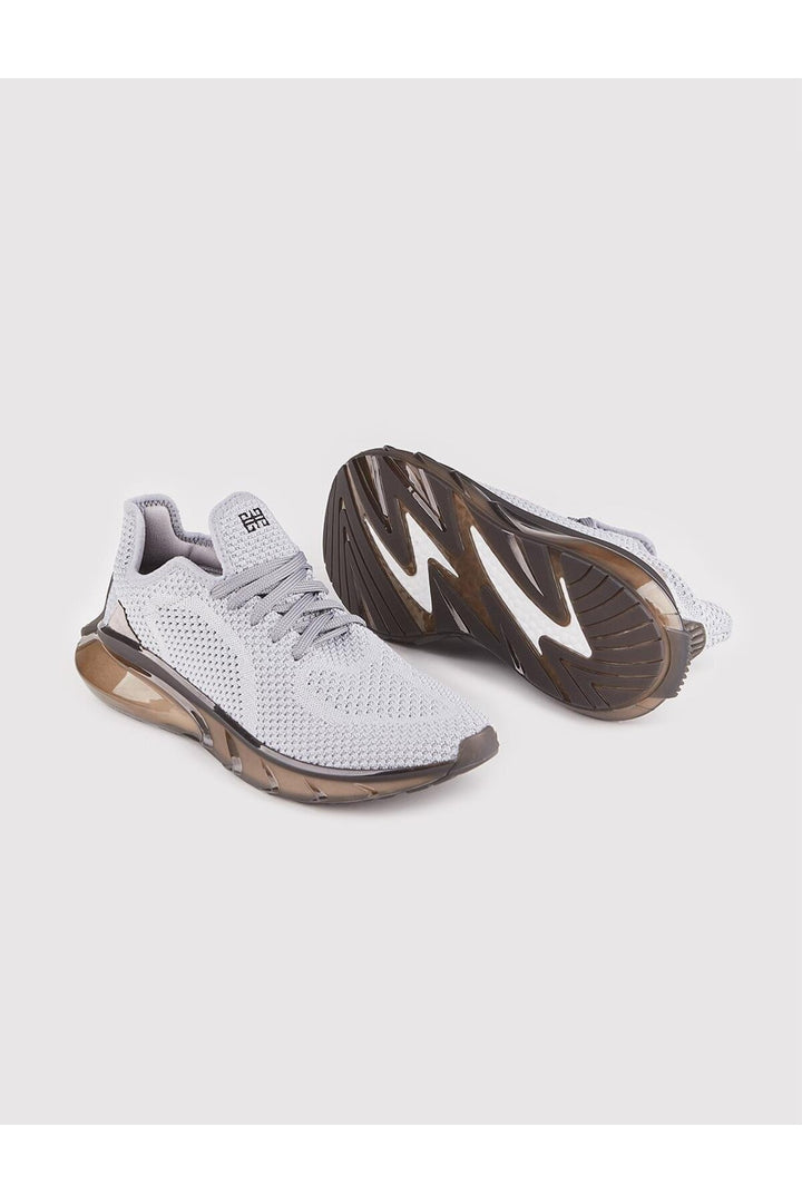Cabani Shoes Baskets de sport pour homme en tricot gris avec lacets - Gris