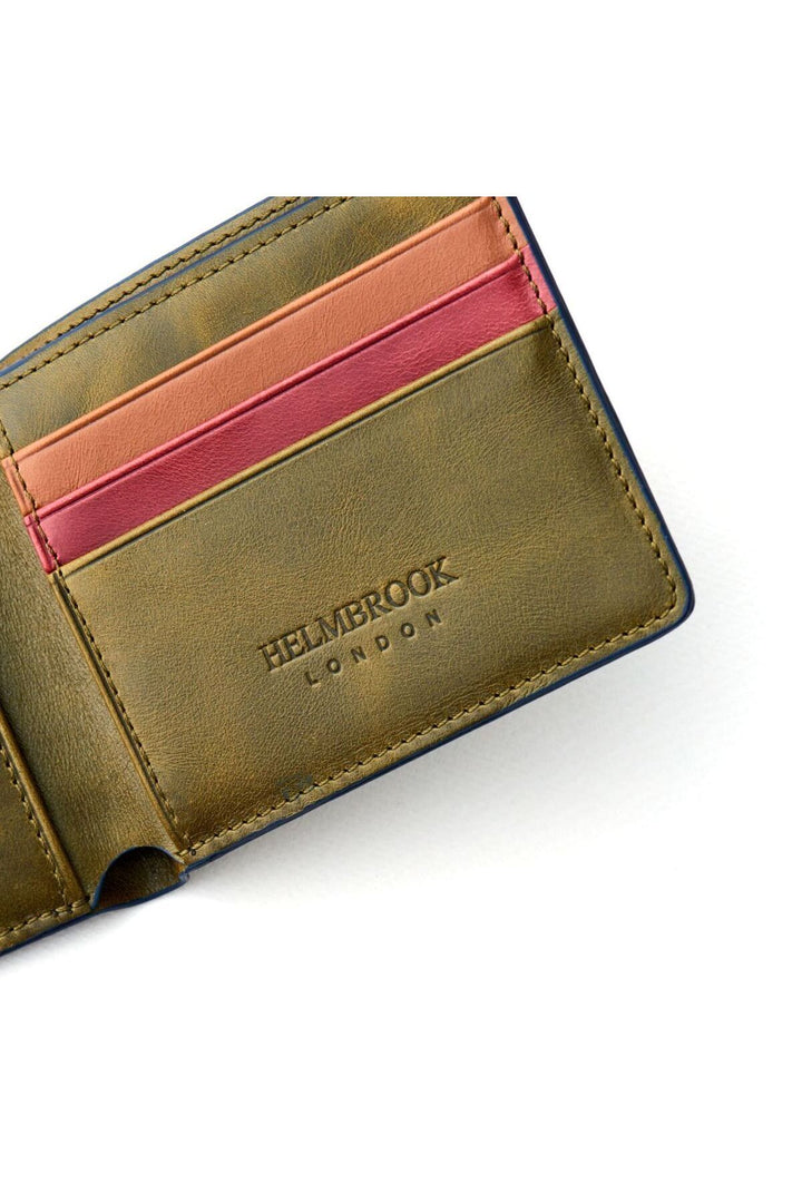 helmbrook Portefeuille en cuir véritable pour homme Slim Design Multi-Bay RFID Protected Eldridge Khaki Plus