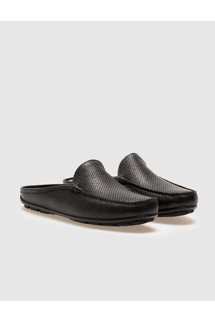 Cabani Shoes Sandale quotidienne pour homme en cuir véritable noir avec motif laser. - Multicolore