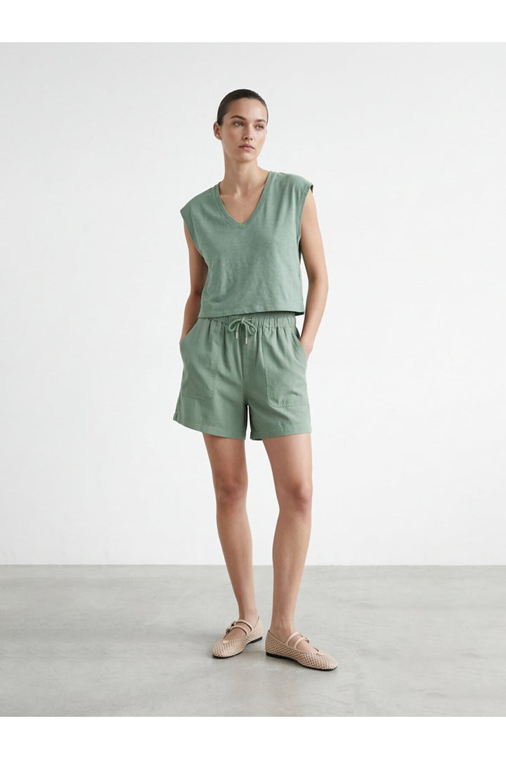 LTB T-shirt Vert Sans Manches Col V Relaxed - Vert
