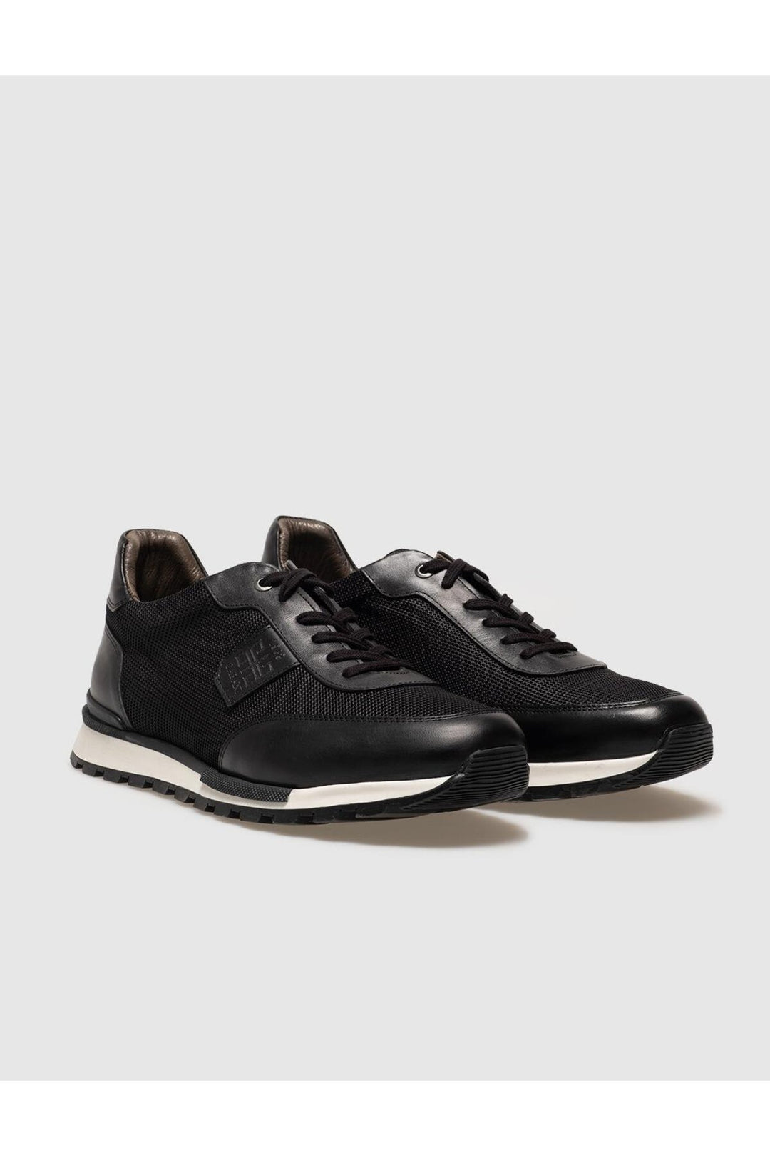 Cabani Shoes Chaussures de sport pour hommes en cuir véritable noires à lacets - Noir
