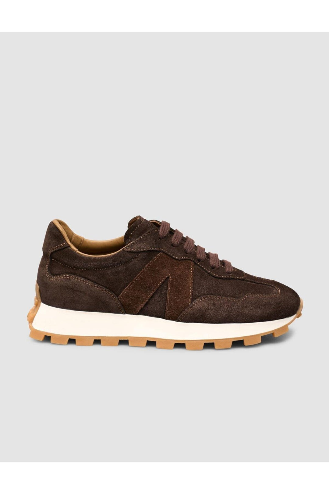 Cabani Shoes %100 Cuir Suédé Véritable Baskets Femme à Lacets Marron - Marron