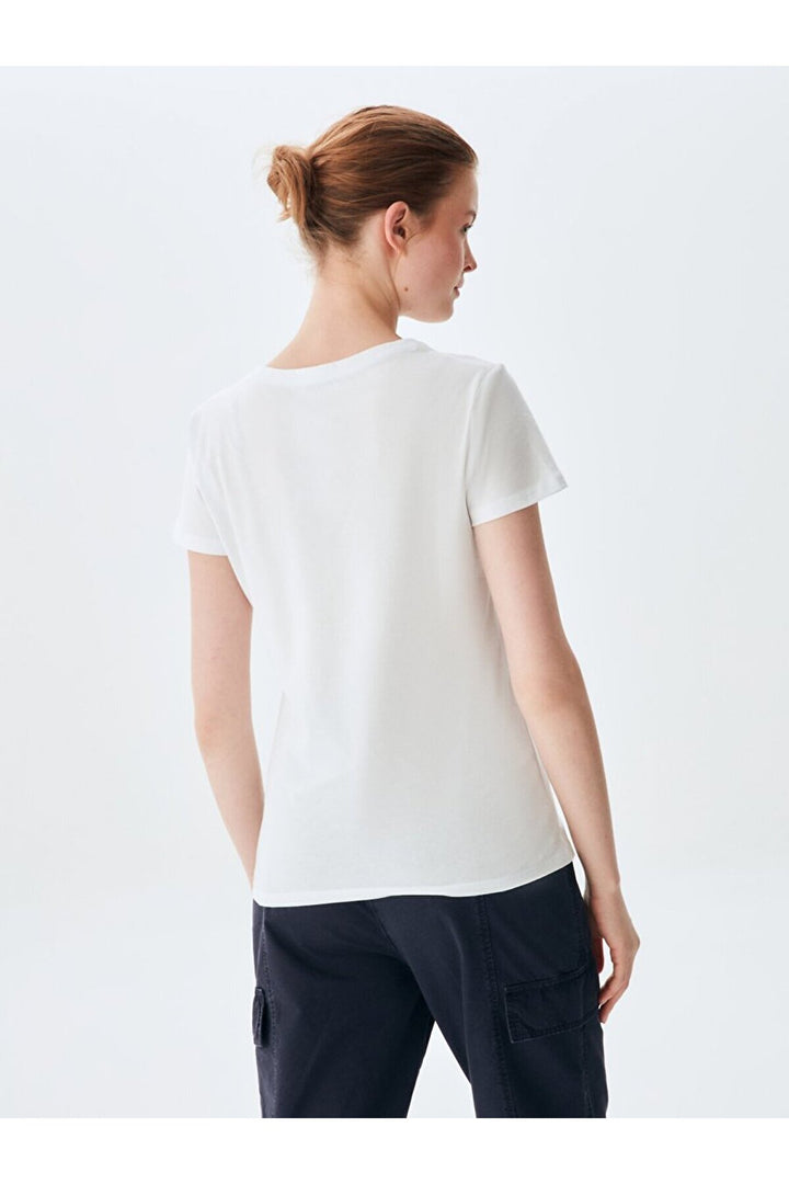 LTB T-shirt blanc classique à manches courtes Pressure avec encolure en V