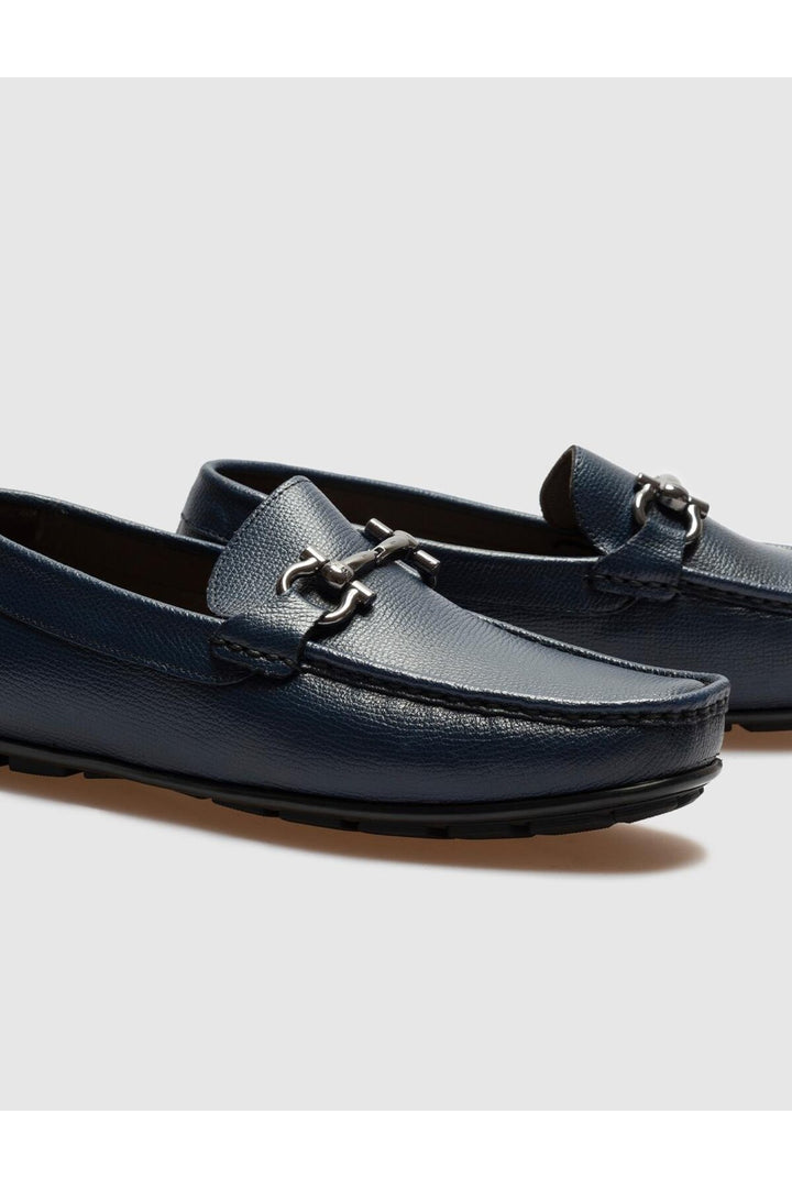 Cabani Shoes Chaussures Loafer pour Homme en Cuir Véritable Bleu marine avec Détail de Boucle - Bleu marine