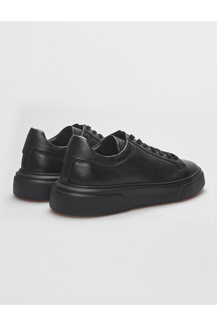Cabani Shoes Savona Chaussures de sport pour hommes en cuir véritable noir à lacets - Noir