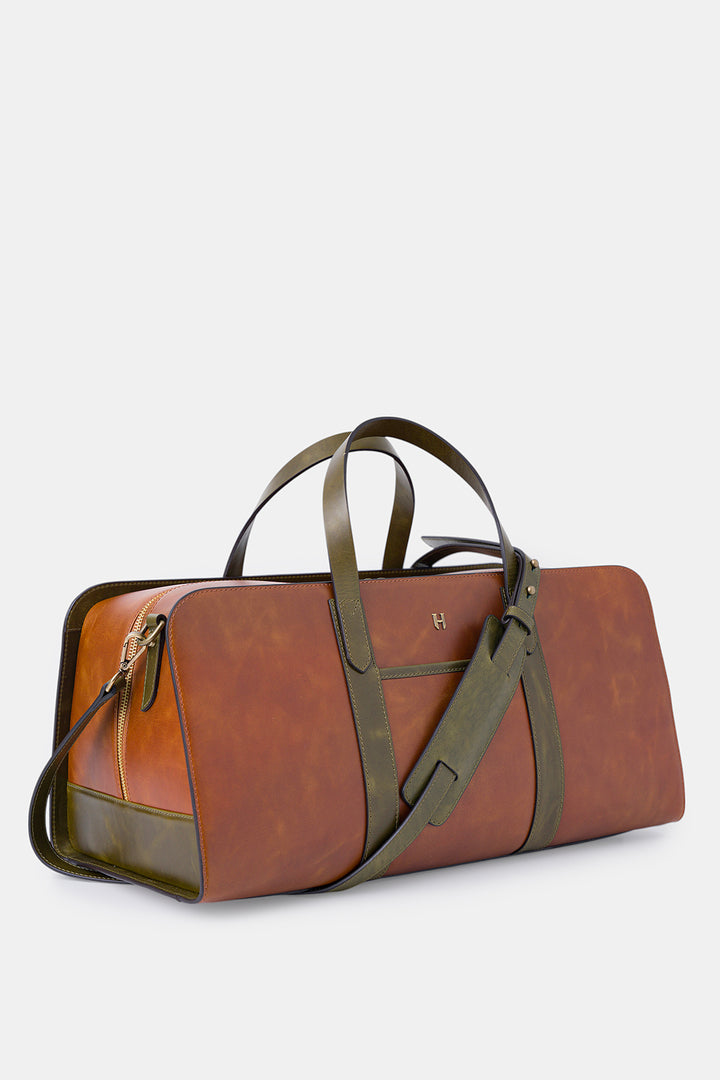 helmbrook Sac de voyage unisexe en cuir véritable Leonard avec sangle