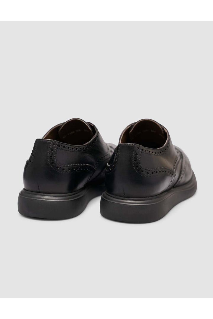 Cabani Shoes Chaussures de ville pour hommes en cuir véritable texturé noires à lacets Eva - Multicolore