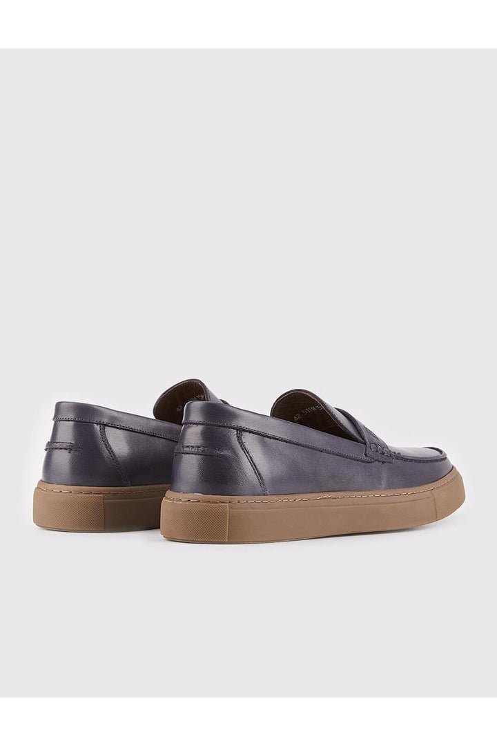 Cabani Shoes Chaussures Loafer en cuir véritable bleu marine pour homme - Bleu marine