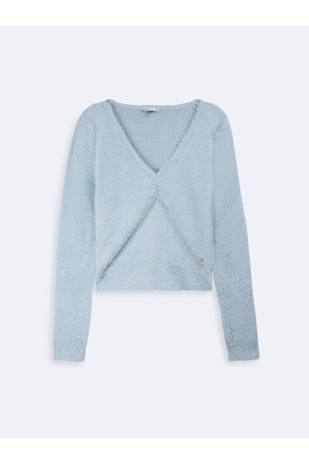 LTB Pull bleu pressé à manches longues et col en V