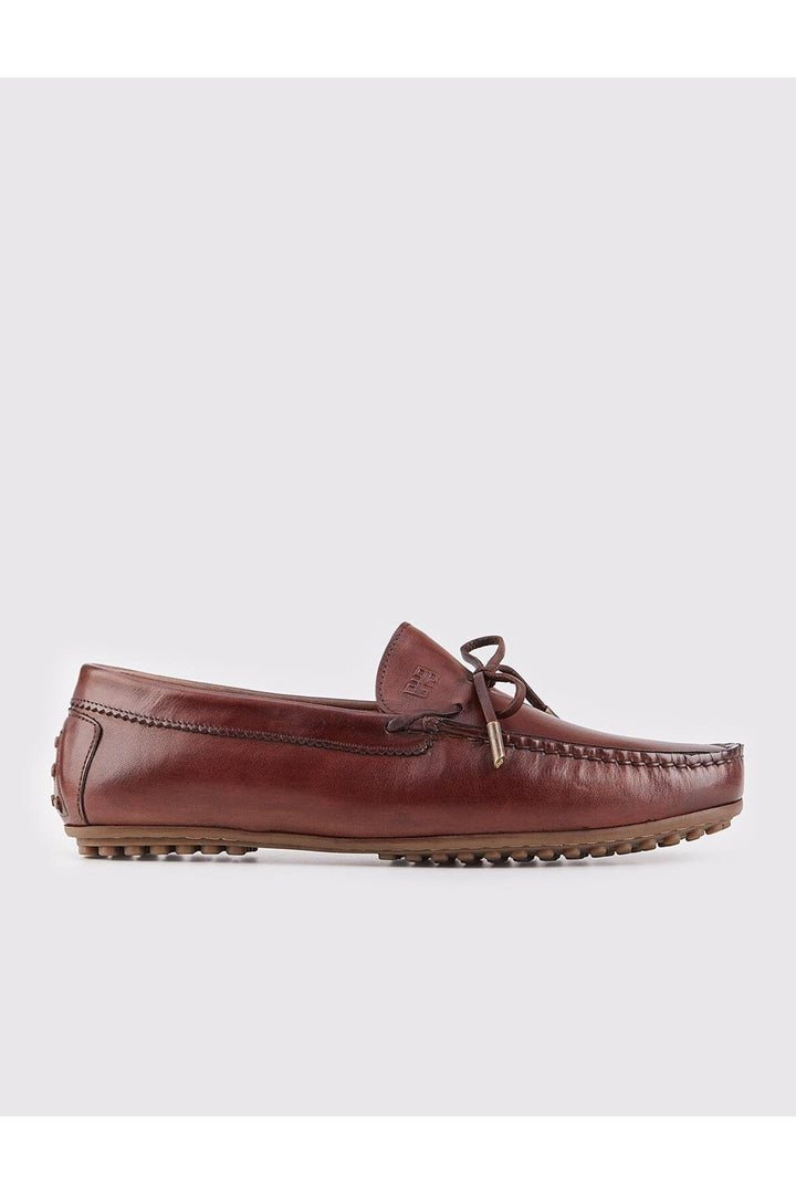 Cabani Shoes Chaussures pour hommes en cuir véritable avec nœud en chocolat - Marron