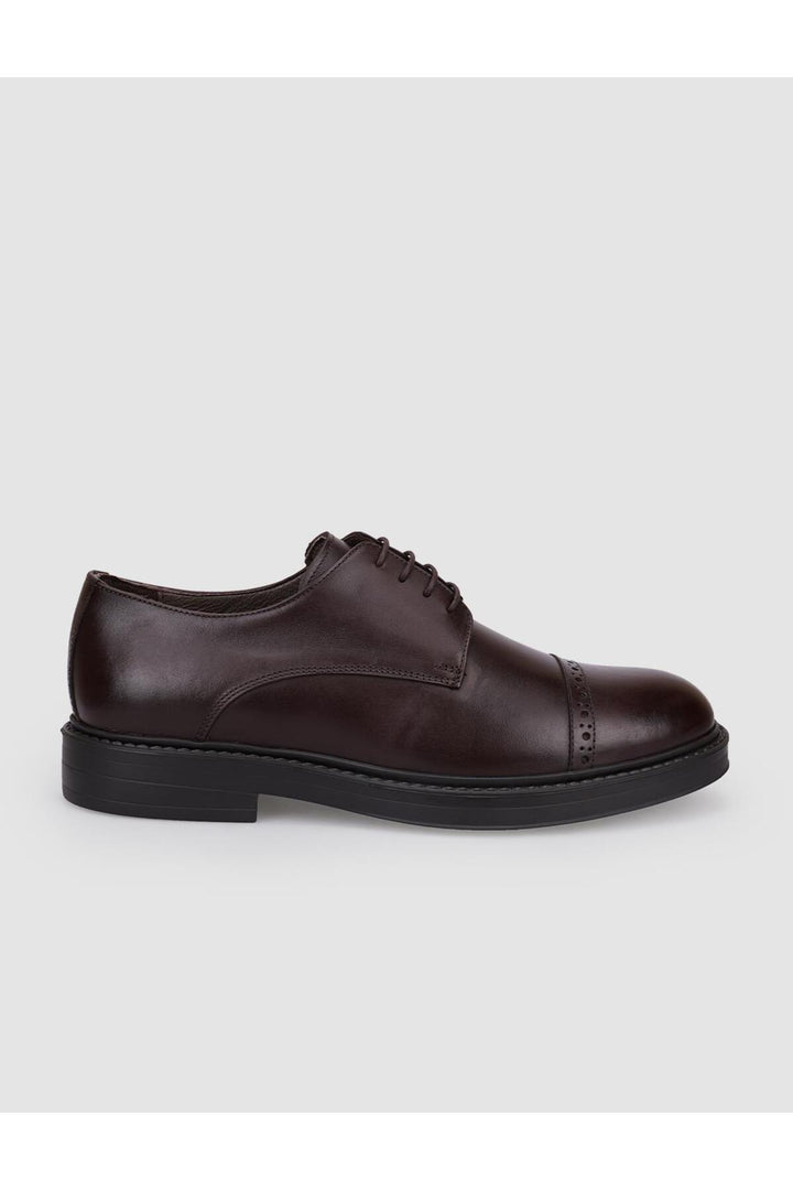 Cabani Shoes Chaussures de ville pour hommes en cuir véritable 100 % marron à lacets - Marron