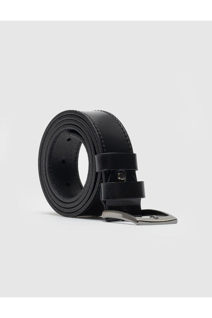 Cabani Shoes Ceinture classique pour homme en cuir véritable noir de 3,5 cm avec couture. - Multicolore