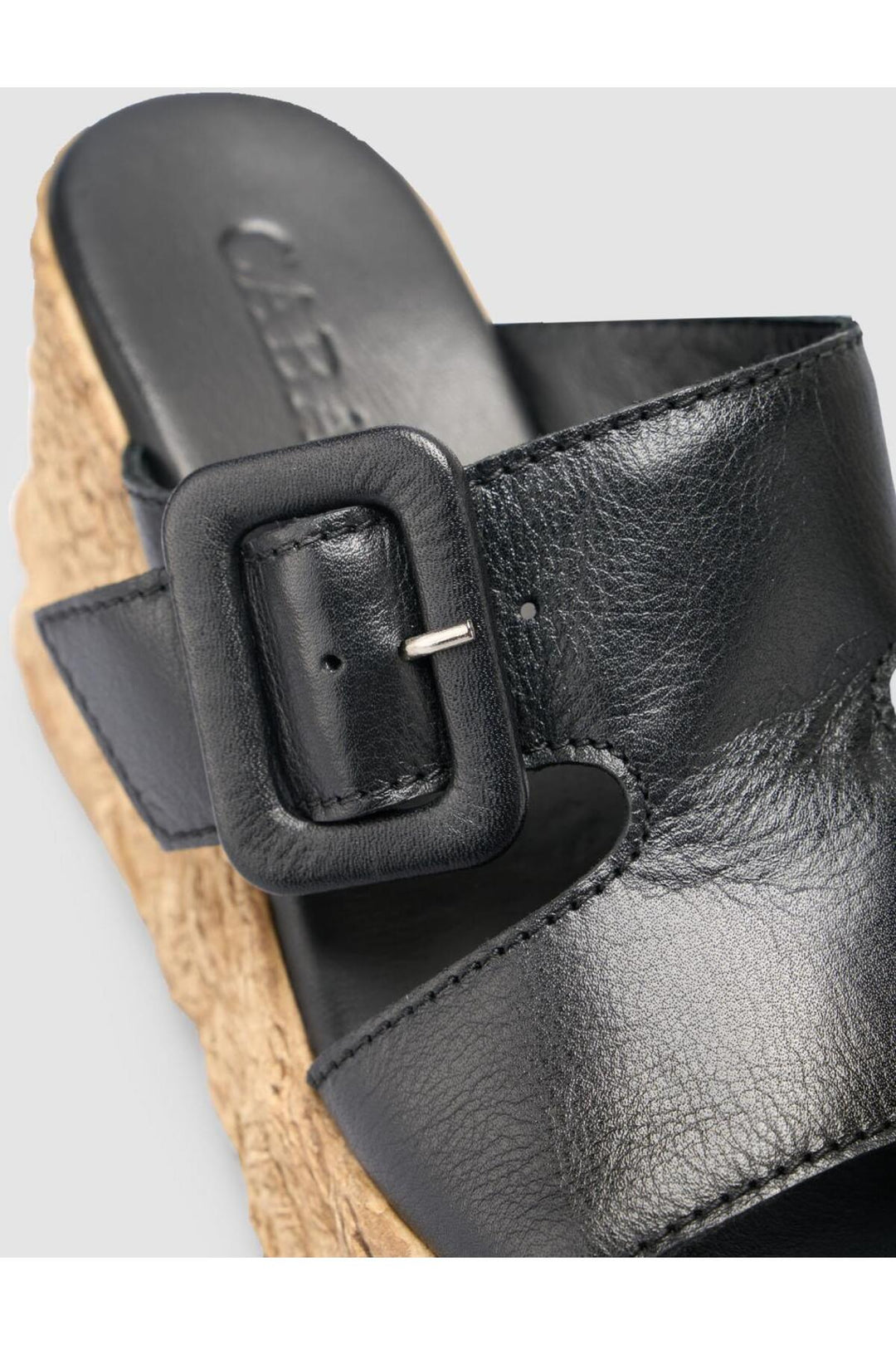 Cabani Shoes Sandales à talons compensés pour femmes en cuir véritable noir 100% - Multicolore