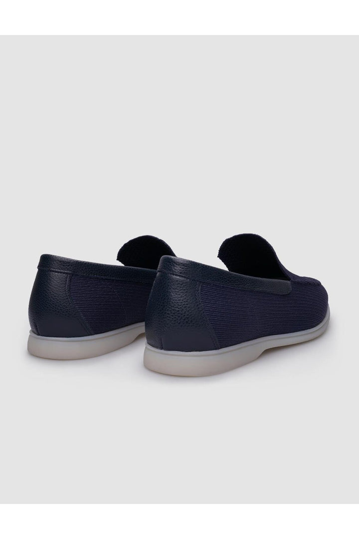 Cabani Shoes Tricot Bleu marine Homme Mocassins en Cuir Véritable avec Détails - Bleu marine