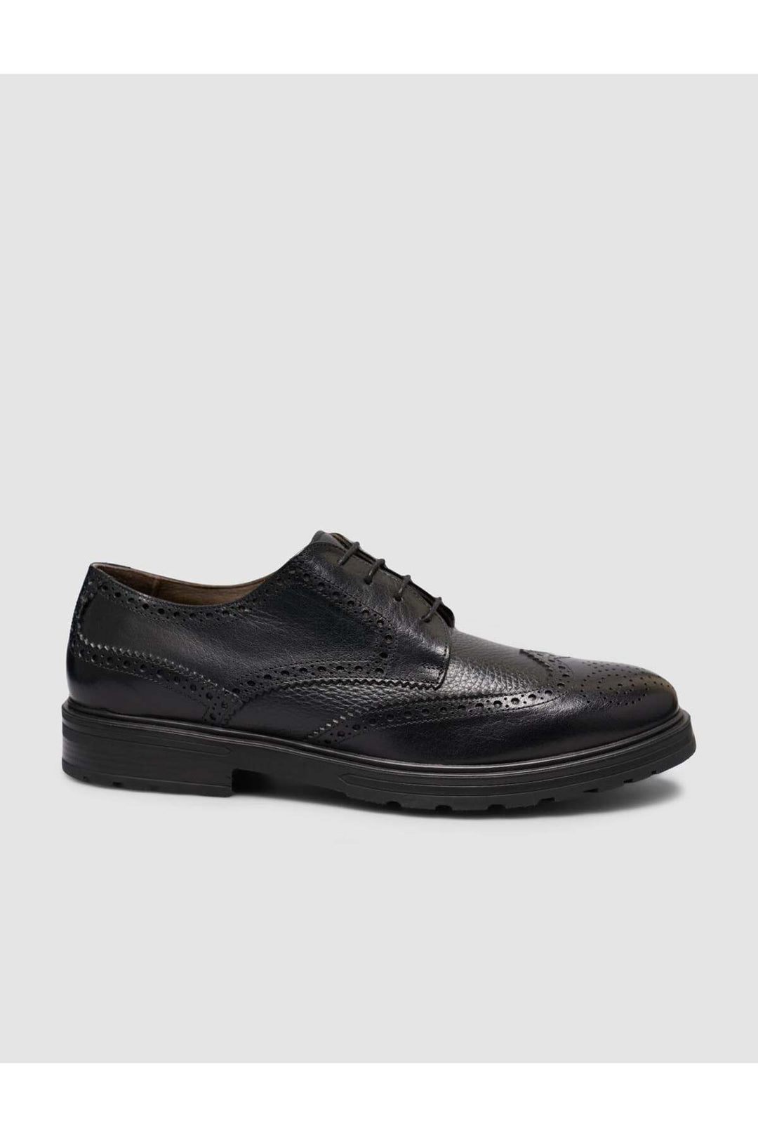 Cabani Shoes Chaussures de ville noires à lacets en cuir véritable texturé avec semelle en caoutchouc léger. - Multicolore
