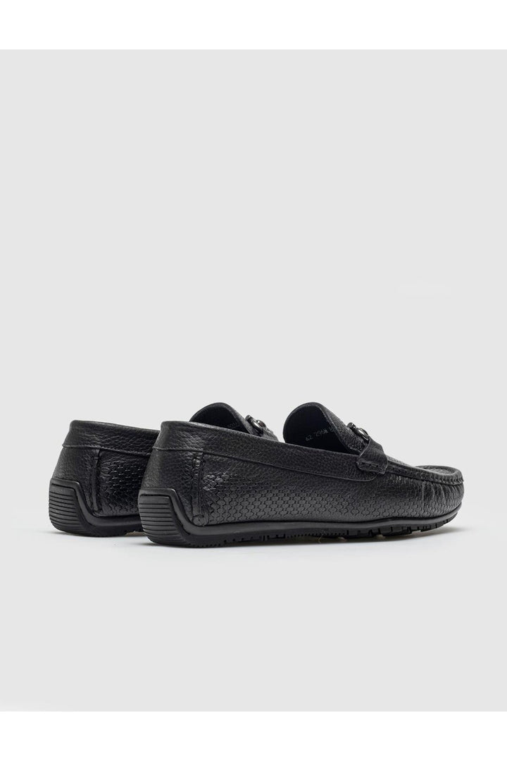 Cabani Shoes Chaussures Loafer pour hommes en cuir véritable noir avec détail de boucle - Noir