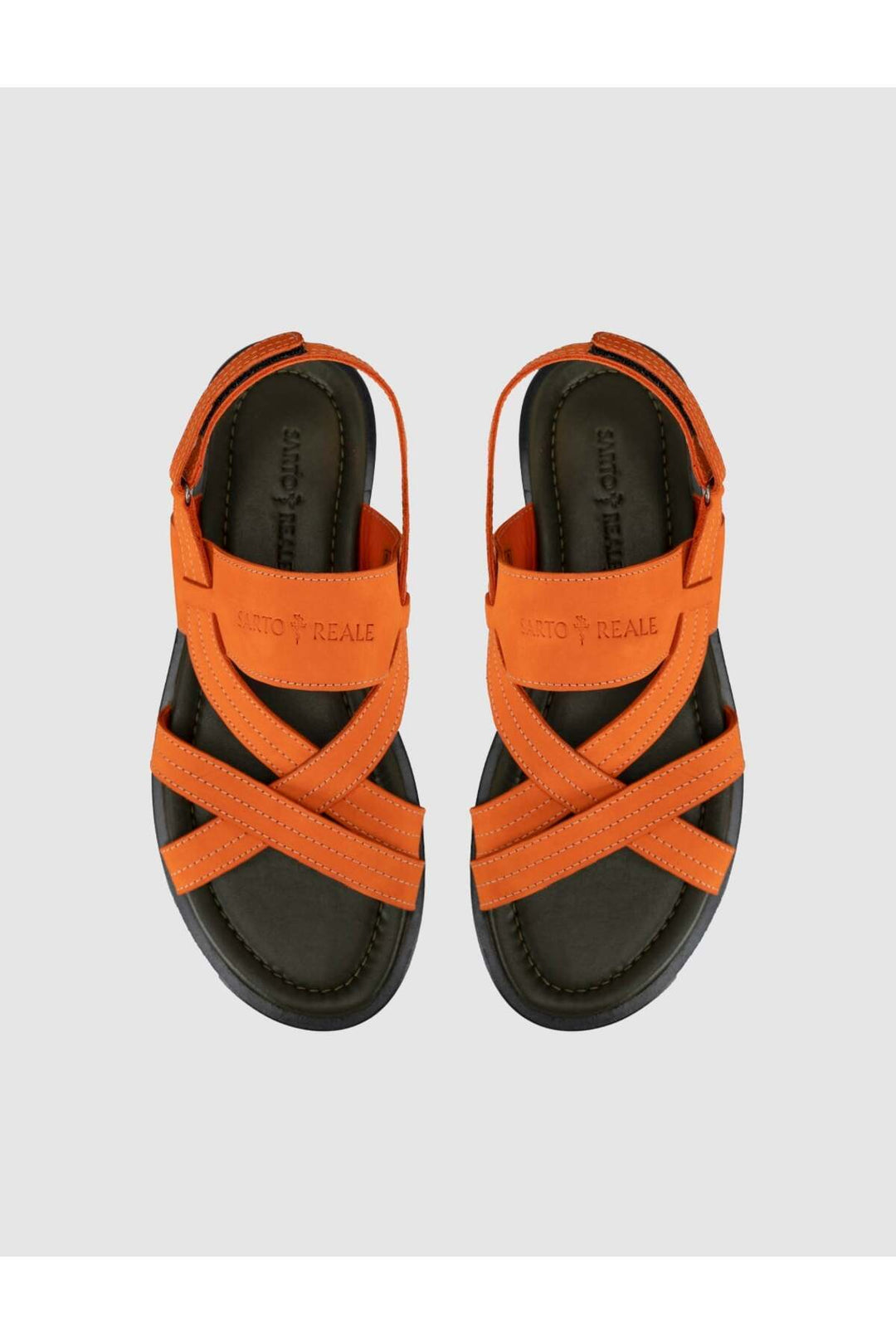 Cabani Shoes Sandale quotidienne pour homme en cuir véritable orange - Orange