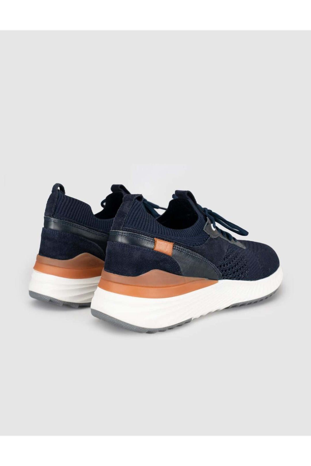 Cabani Shoes Bleu marine Tricot Cuir Véritable Baskets Homme - Bleu marine