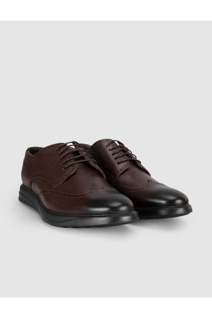 Cabani Shoes Chaussures Oxford pour hommes en cuir véritable marron - Multicolore