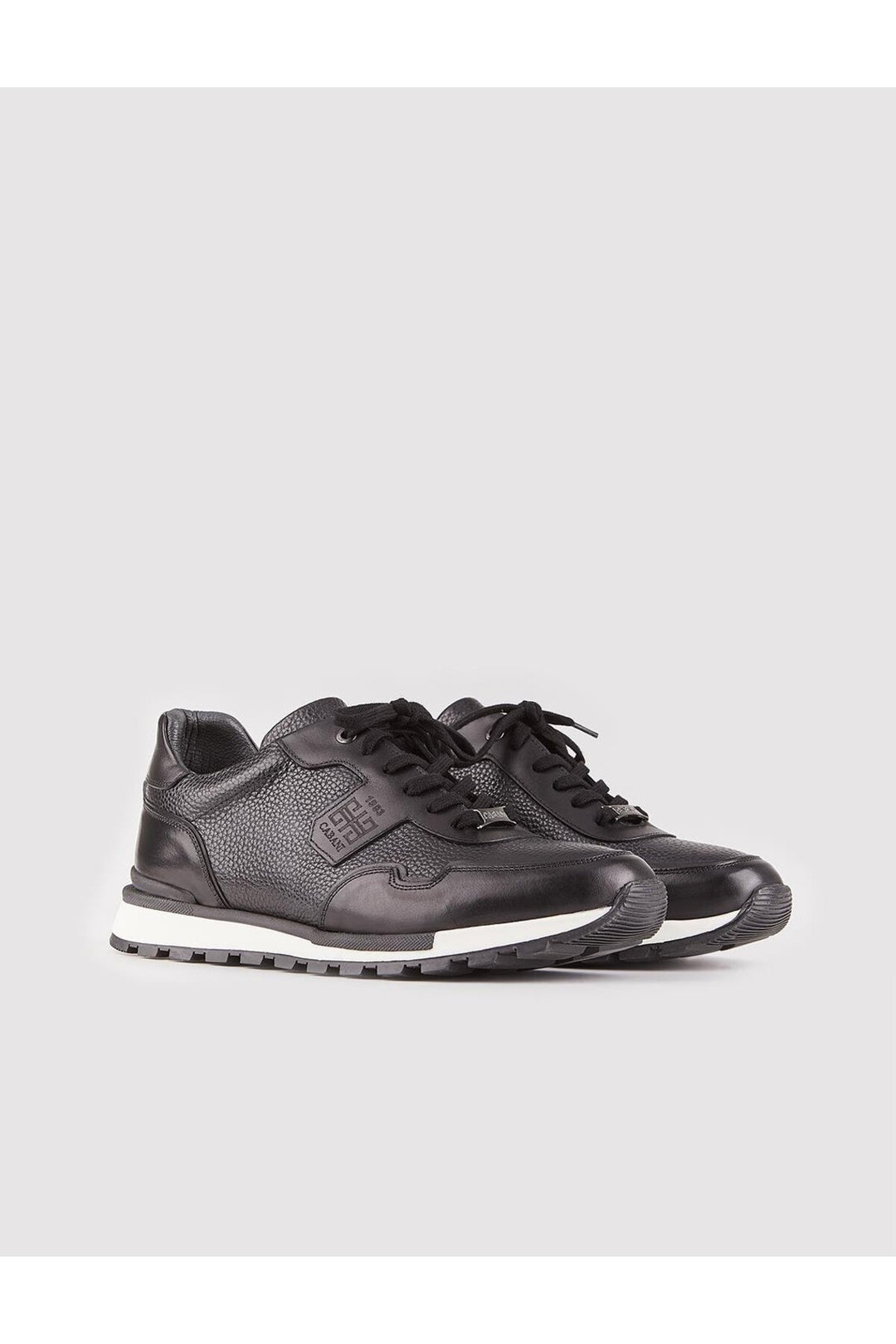 Cabani Shoes Chaussures de sport pour hommes en cuir véritable, noires, à lacets, avec semelle thermo. - Noir