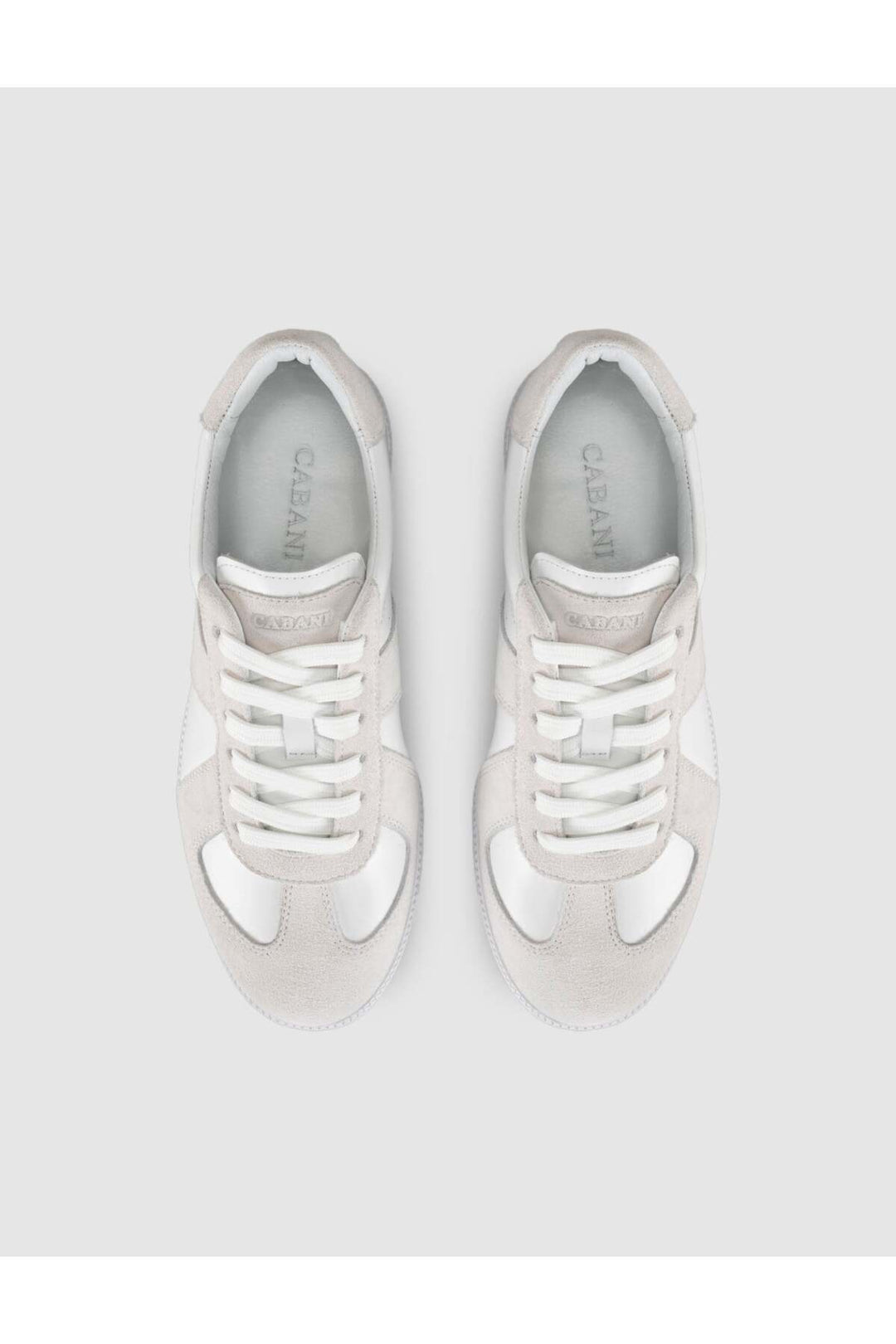 Cabani Shoes Baskets rétro à détails en bandes en cuir véritable blanc pour femme - Blanc