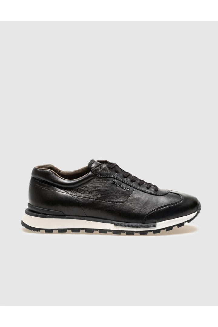 Cabani Shoes Lodi Chaussures de sport pour hommes en cuir véritable noir à lacets - Noir