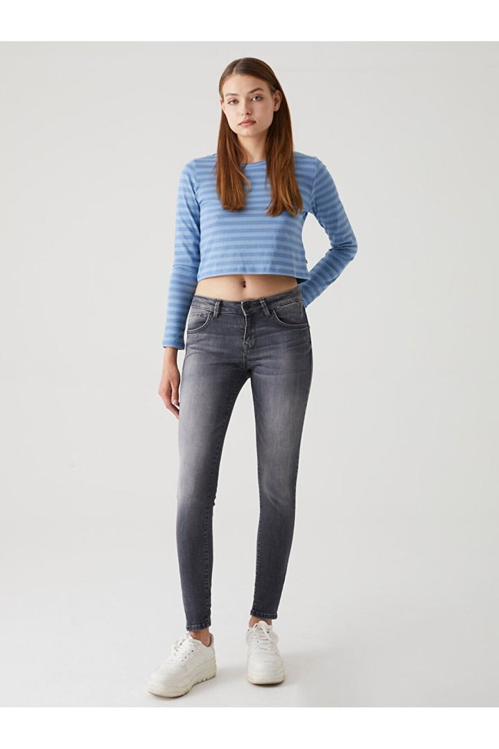 LTB Nıcole Jean Pantalon Droit Taille Moyenne - Griṡ_53922