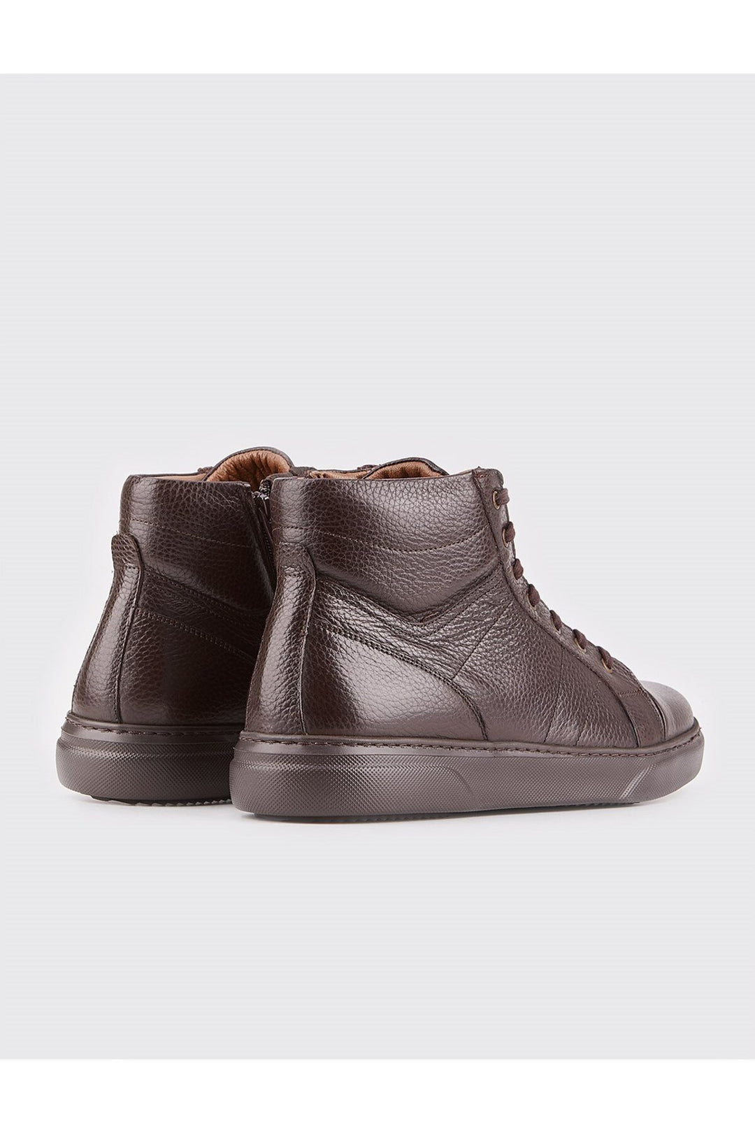 Cabani Shoes Bottines pour hommes en cuir véritable, à design sportif, marron, avec fermeture éclair. - Marron