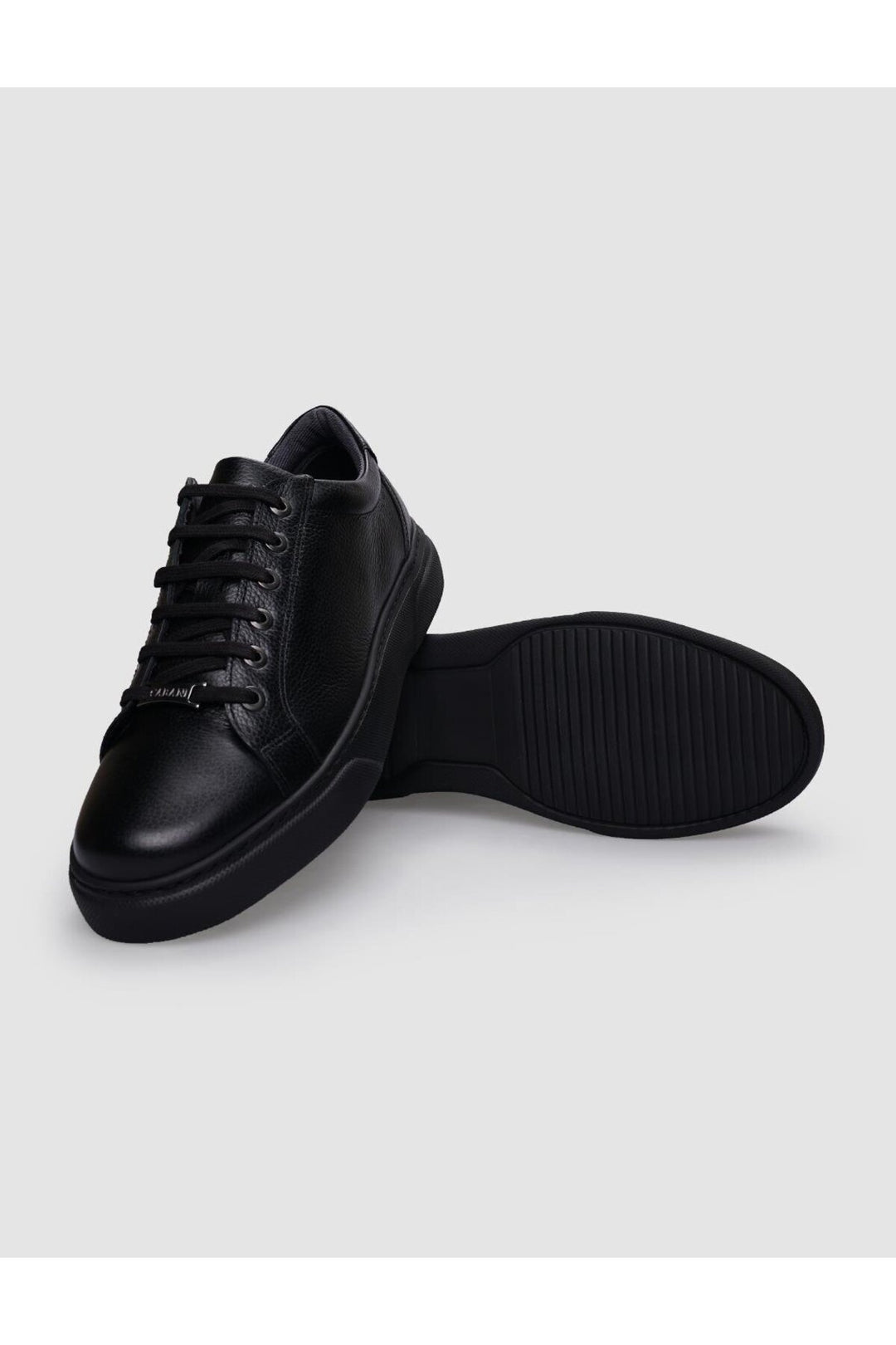 Cabani Shoes %100 Cuir véritable Baskets pour hommes noires à lacets - Noir