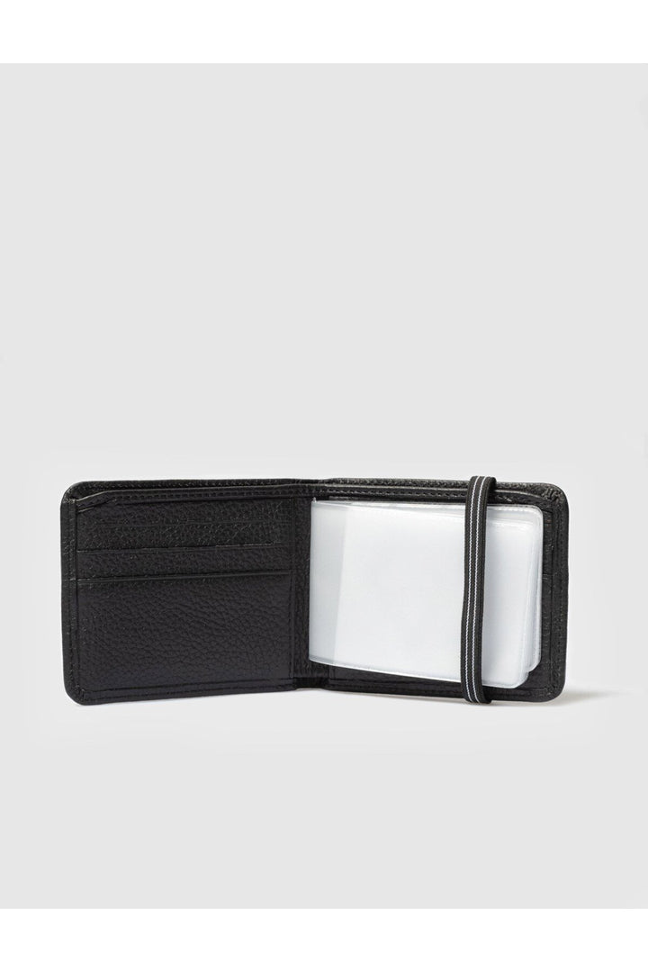 Cabani Shoes Portefeuille en cuir véritable noir avec élastique. - Noir