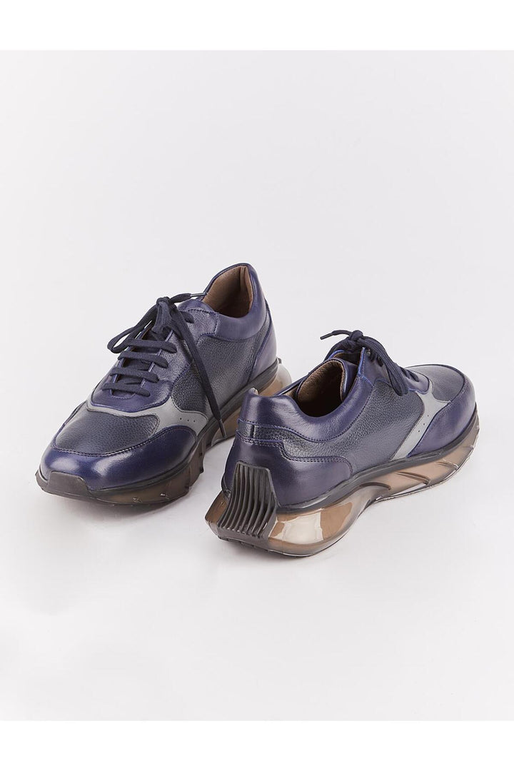Cabani Shoes Light Eva Semelle Cuir Véritable Bleu marine Chaussures de Sport Homme à Lacets - Bleu marine