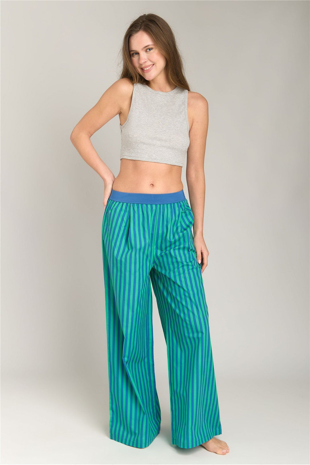 Lovely Things SANDRA Poplin Pileli Pantolon Pijama Altı - Bordo