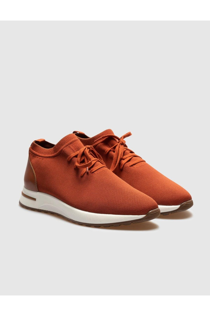 Cabani Shoes Chaussures de sport pour hommes en tricot rouge brique avec lacets - Orange