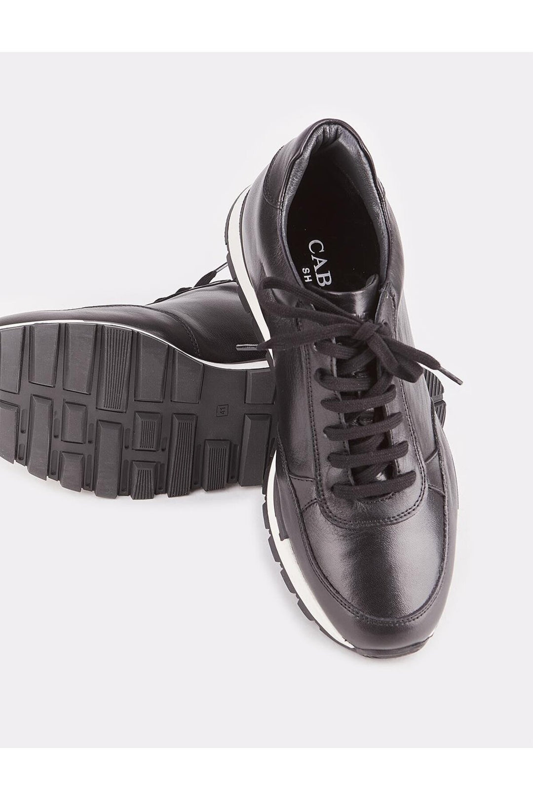 Cabani Shoes Chaussures de sport pour hommes en cuir véritable avec lacets et fourrure noire. - Noir