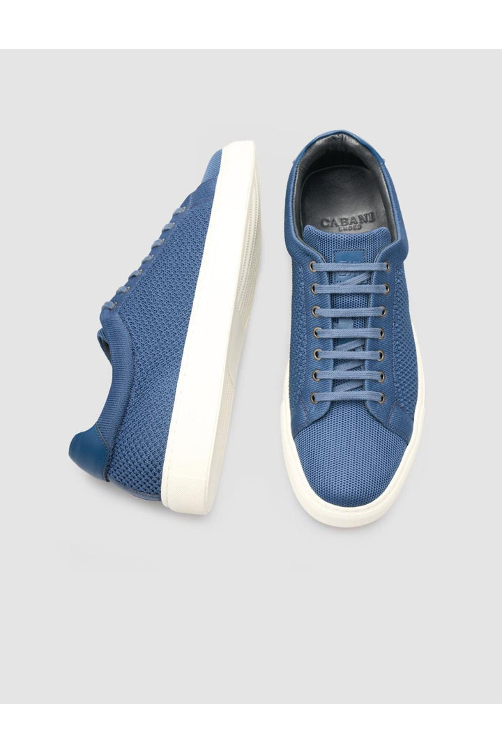 Cabani Shoes Chaussures de sport pour hommes en tricot bleu marine avec lacets. - Bleu marine