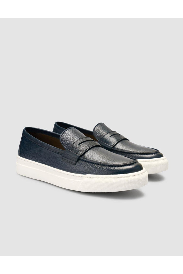 Cabani Shoes %100 Cuir véritable Mocassins pour hommes à bande Bleu marine - Bleu marine