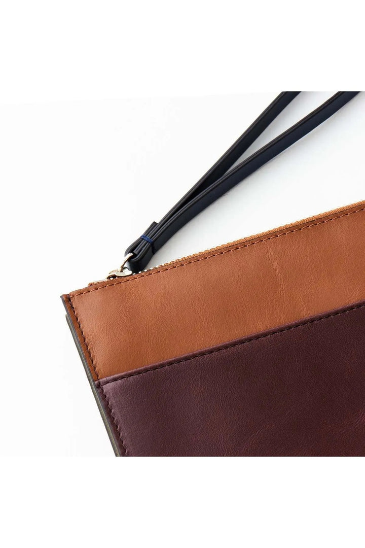helmbrook Sac porte-documents en cuir véritable pour femme avec fermeture à glissière RFID Protégé Beverly Tan Coffee