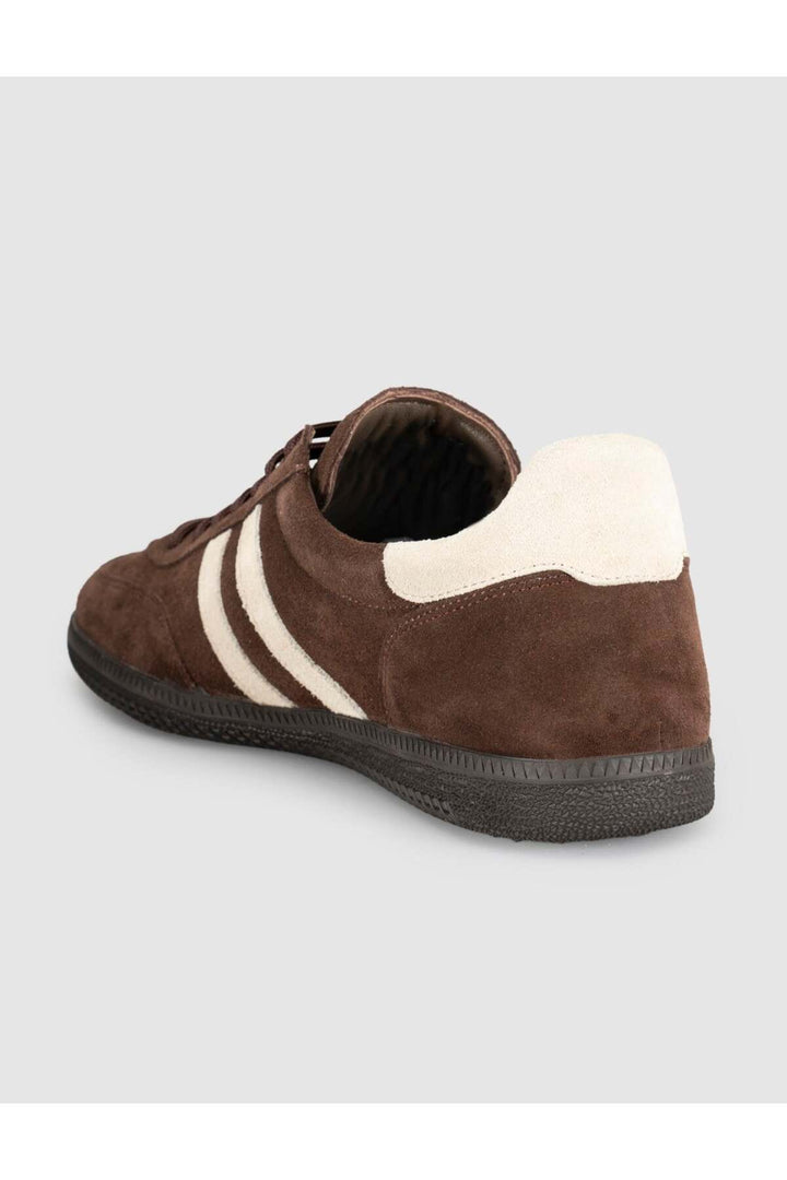 Cabani Shoes Baskets femme en cuir suédé avec détails crème marron - Multicolore