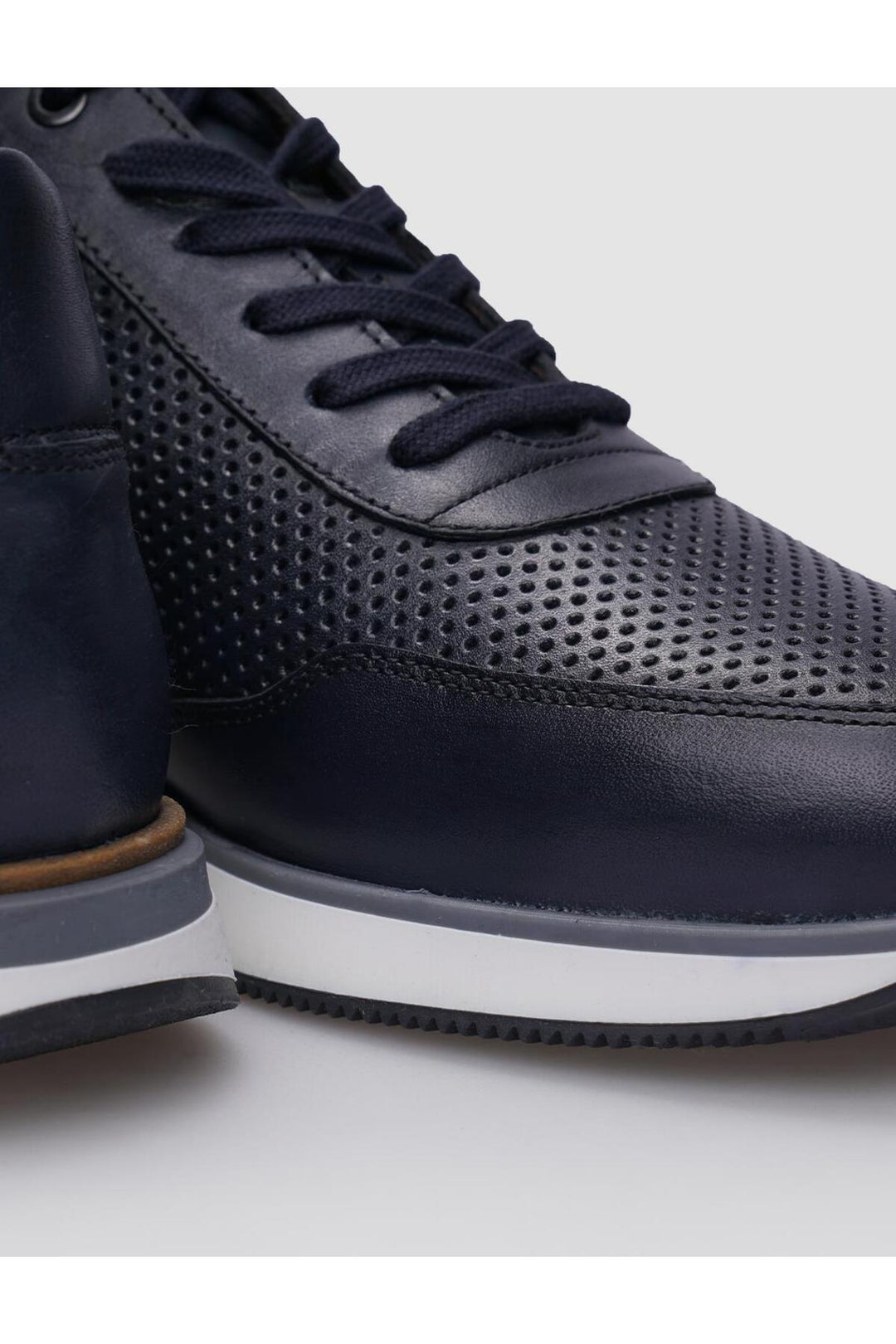 Cabani Shoes %100 Cuir véritable Baskets pour hommes à lacets Bleu marine - Bleu marine