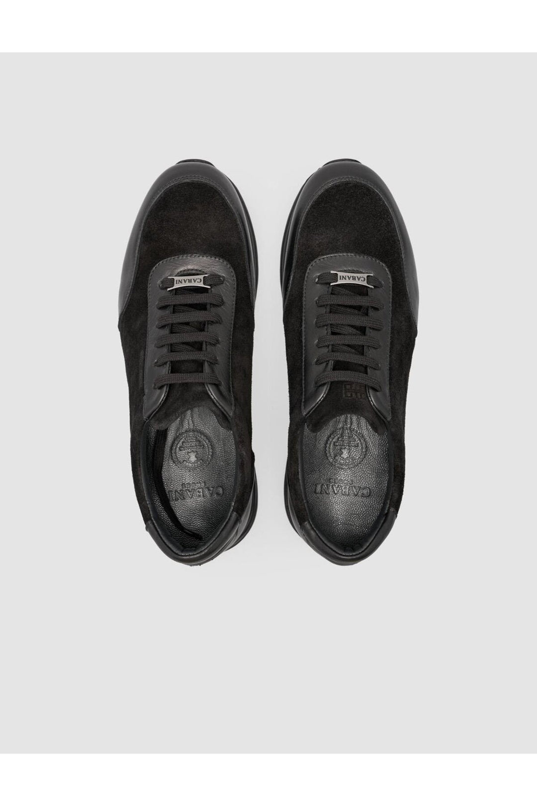 Cabani Shoes Chaussures de sport pour hommes en cuir véritable noir avec détails en daim à 100% - Noir