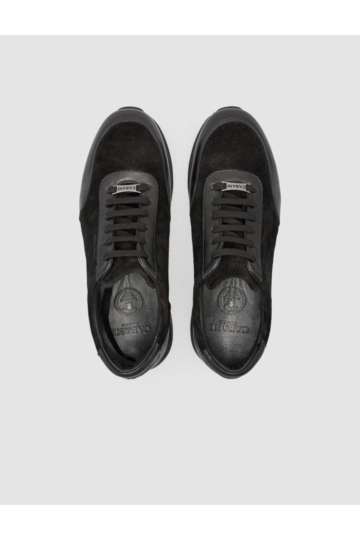 Cabani Shoes Chaussures de sport pour hommes en cuir véritable noir avec détails en daim à 100% - Noir