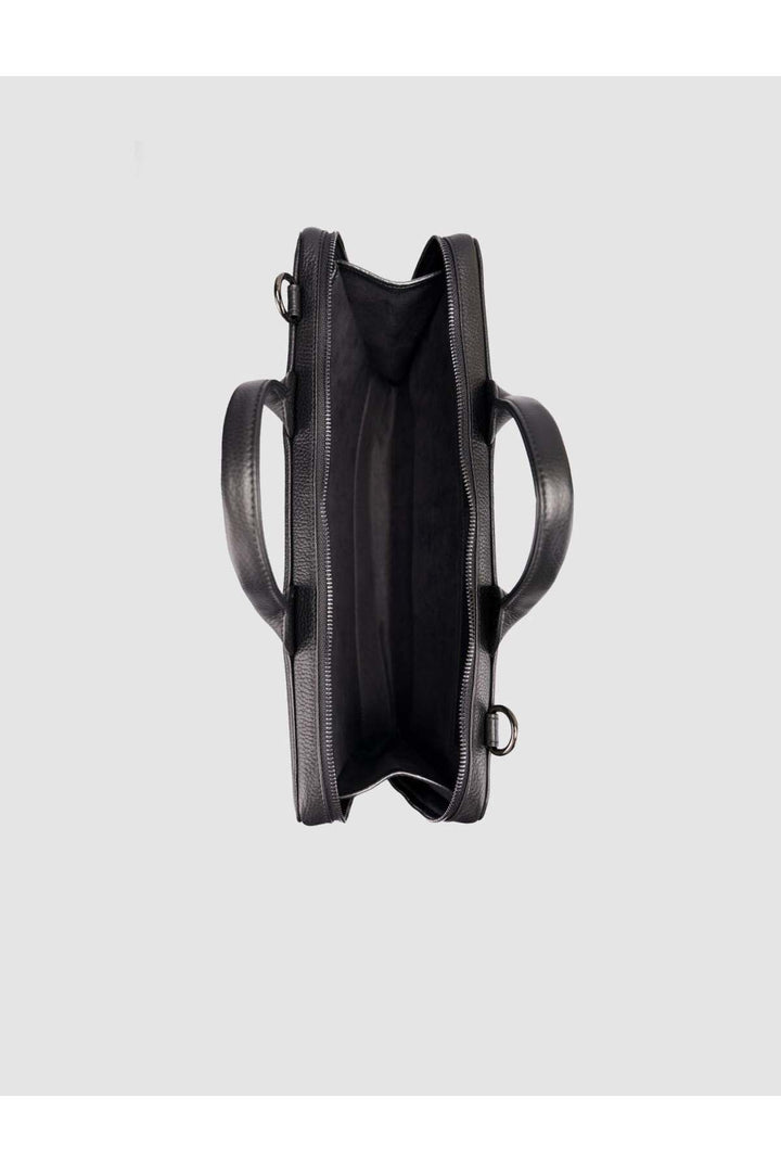 Cabani Shoes Sac en cuir véritable noir à deux compartiments pour documents et ordinateur portable - Noir