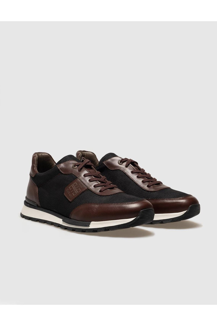Cabani Shoes Chaussures de sport pour hommes en cuir véritable marron à lacets - Marron