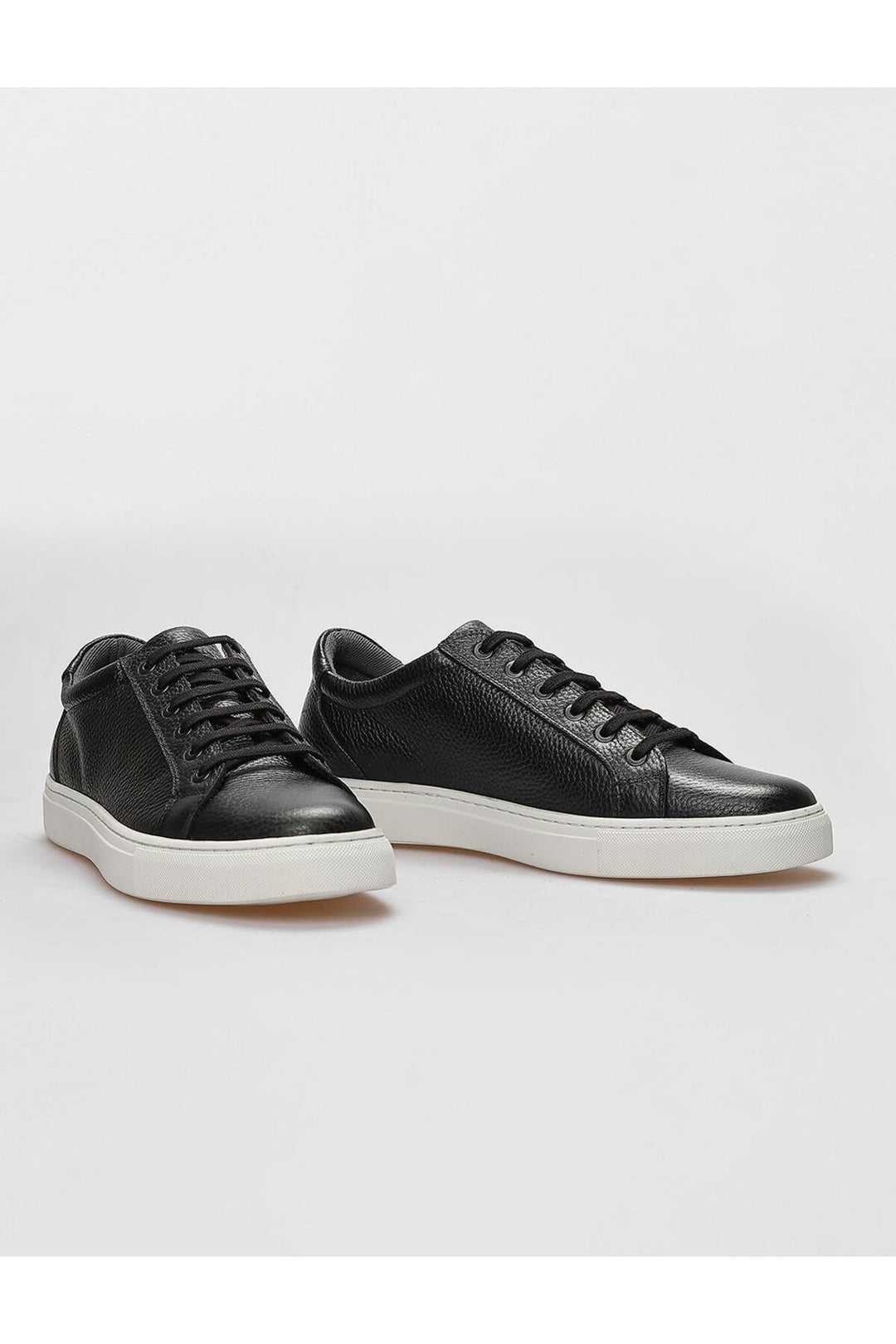 Cabani Shoes Chaussures de sport pour hommes en cuir véritable noires à lacets - Noir