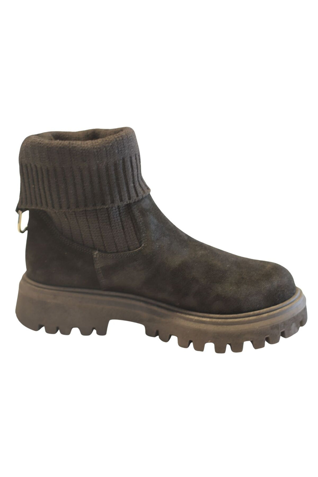 Wavelys RIVER Bottes en cuir suédé véritable noires à détails tressés, faciles à enfiler. - Noir