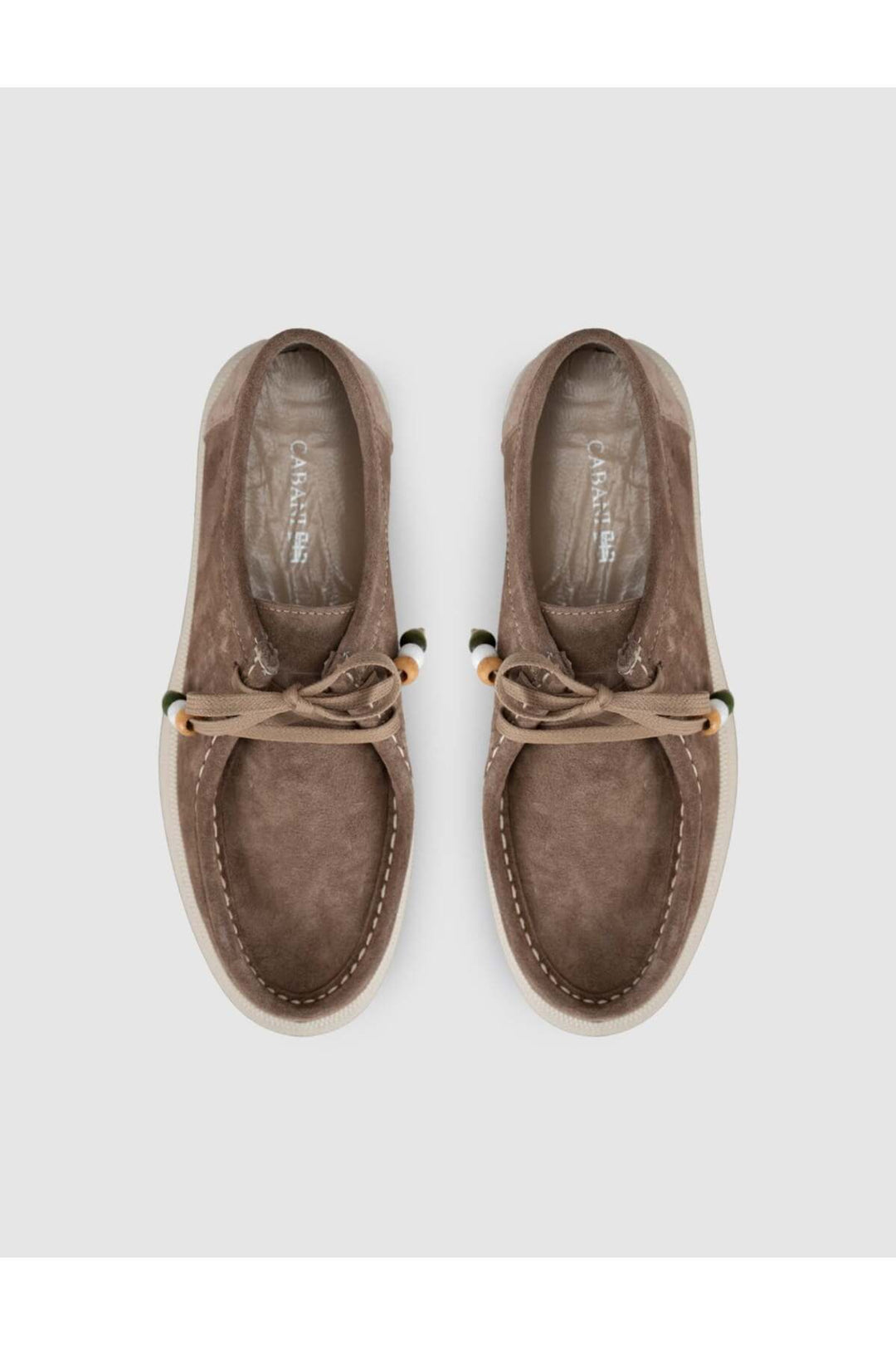 Cabani Shoes Chaussures de ville pour femmes en cuir véritable suédé beige à lacets. - Marron