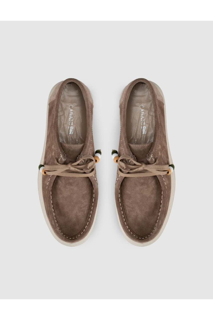 Cabani Shoes Chaussures de ville pour femmes en cuir véritable suédé beige à lacets. - Marron