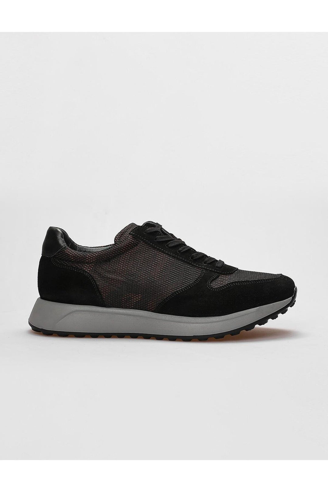 Cabani Shoes Chaussures de sport pour hommes en cuir véritable noir camouflage avec lacets - Noir