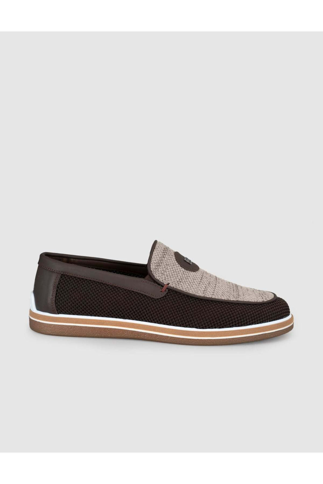 Cabani Shoes Mocassin en tricot homme en vison-chocolat - Multicolore