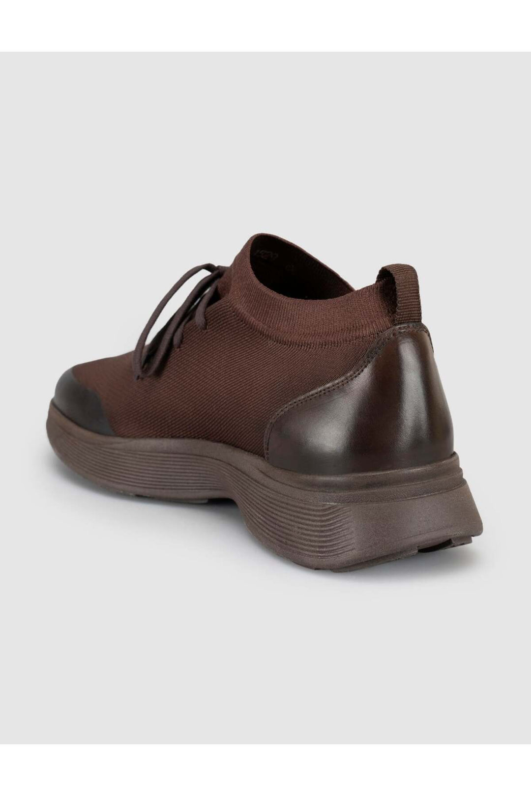 Cabani Shoes Castello Café Tricot & Cuir de Vache Véritable Baskets pour Hommes - Marron